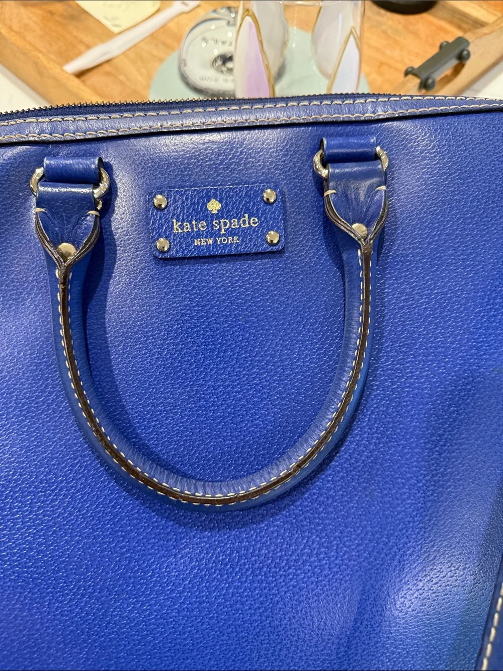 kate spade cobalt blue leather laptop bag, loved